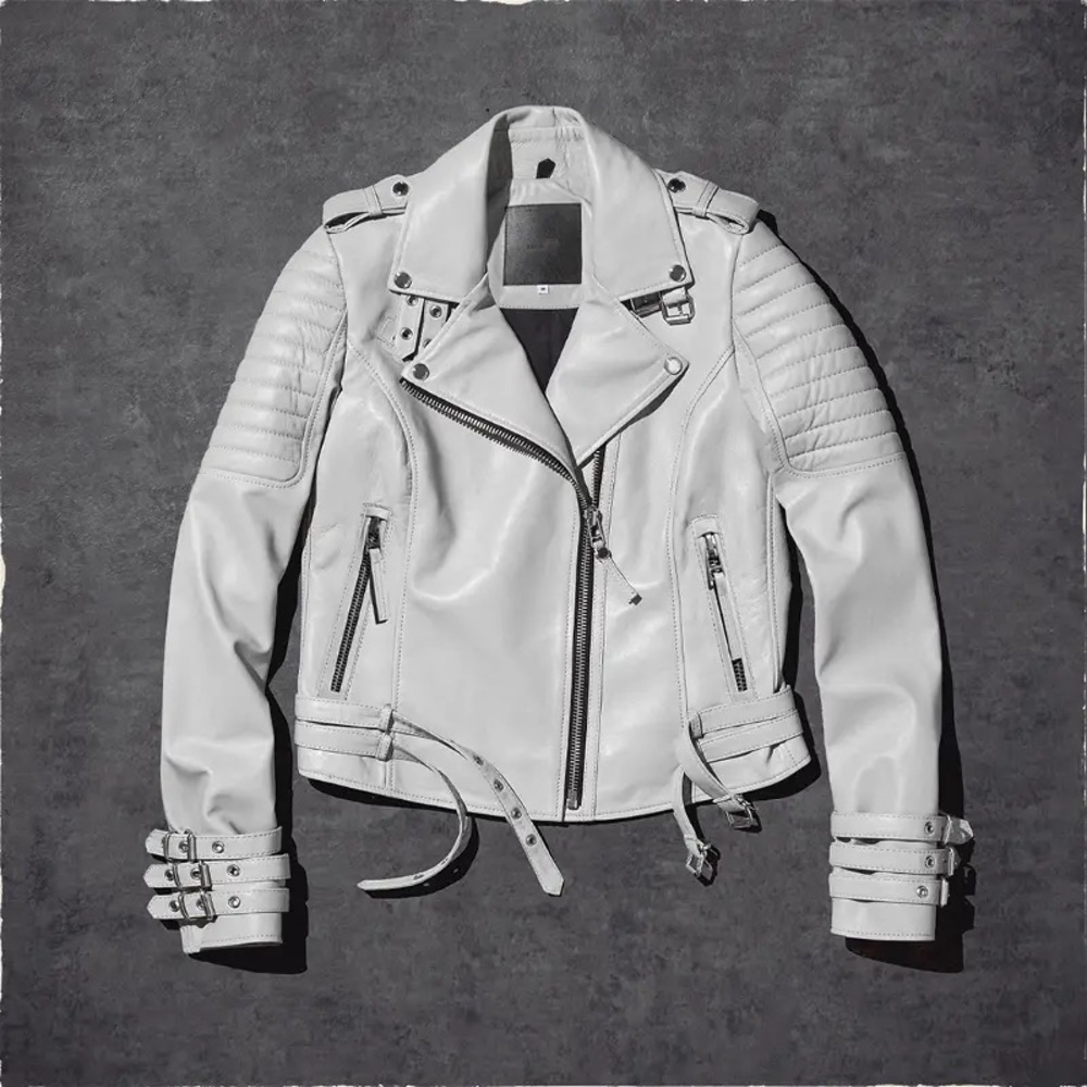 Light gray leather jacket Boda skins
